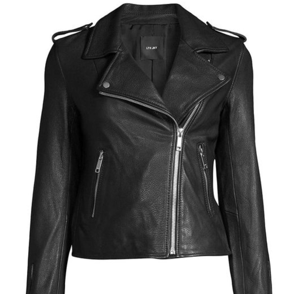 LTH JKT Kas Modern Leather Moto Jacket, Size Medium